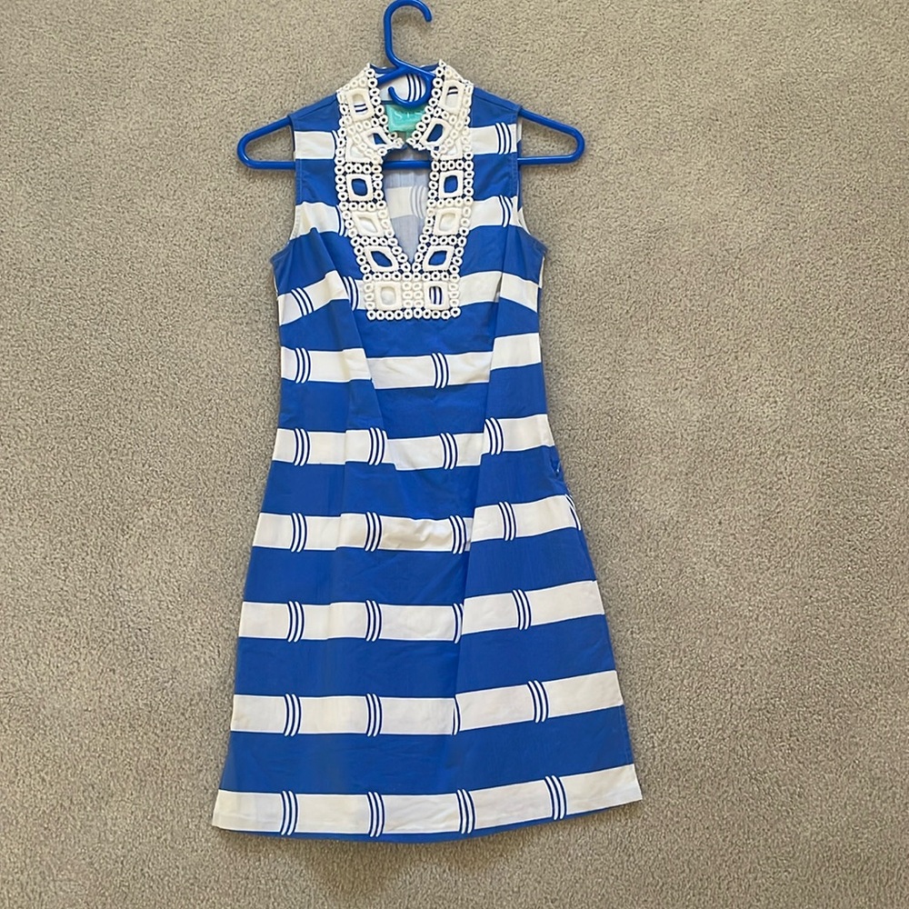 Sail to Sable Blue and White dress